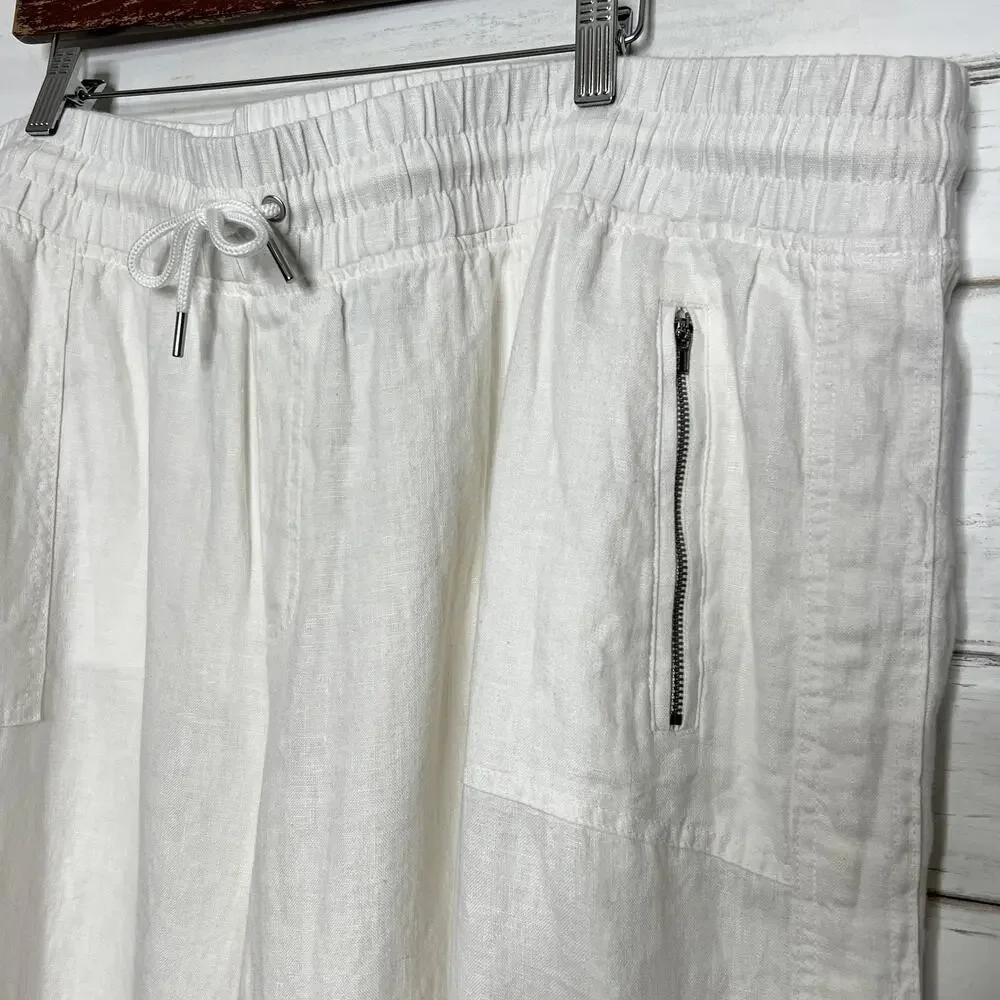 Athleta Cabo Linen Wide Leg Pants White Plus Size 24 Resort - Picture 5 of 11